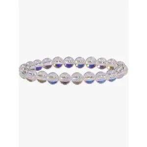 NEW?Aqua Aura Clear Quartz 8mm Round Beads Stretch Crystal Bracelet 7 Inch
